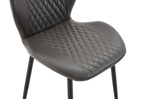 English Elm 4-piece Diamond Quilted Upholstered Dining Chair Set with Sleek Black Metal Legs Black,Dark Gray W1151P458005