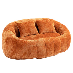 English Elm Bean Bean Bag Sofa High-Density Memory Foam Two-Seater Lounger High Back Chenille Cozy Support Orange W395P181437