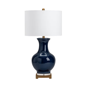 Crestview Collection 31.75" Hamilton Urn Table Lamp - Elegant Blue Ceramic With Brass Base & Crystal Accent, 3-way Socket   Cvap2573