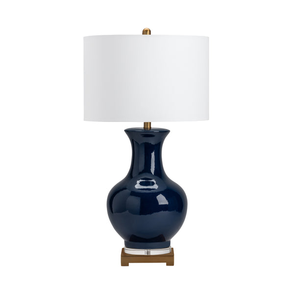 Crestview Collection 31.75" Hamilton Urn Table Lamp - Elegant Blue Ceramic With Brass Base & Crystal Accent, 3-way Socket   Cvap2573