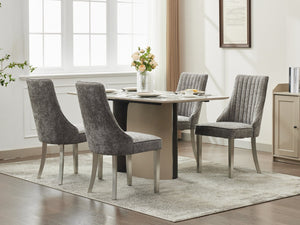 English Elm Rayon Upholstered Chenille Dining Chairs Set Of 2 With Silver Stainless Steel Legs For Elegant Comfort W1143P293316-GIGA