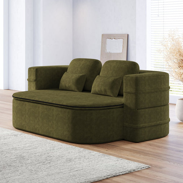 English Elm 75''2-In-1 Foldable Sofa Bed - Versatile Chenille Sleeper With Integrated Blanket For Small Spaces W834P317052