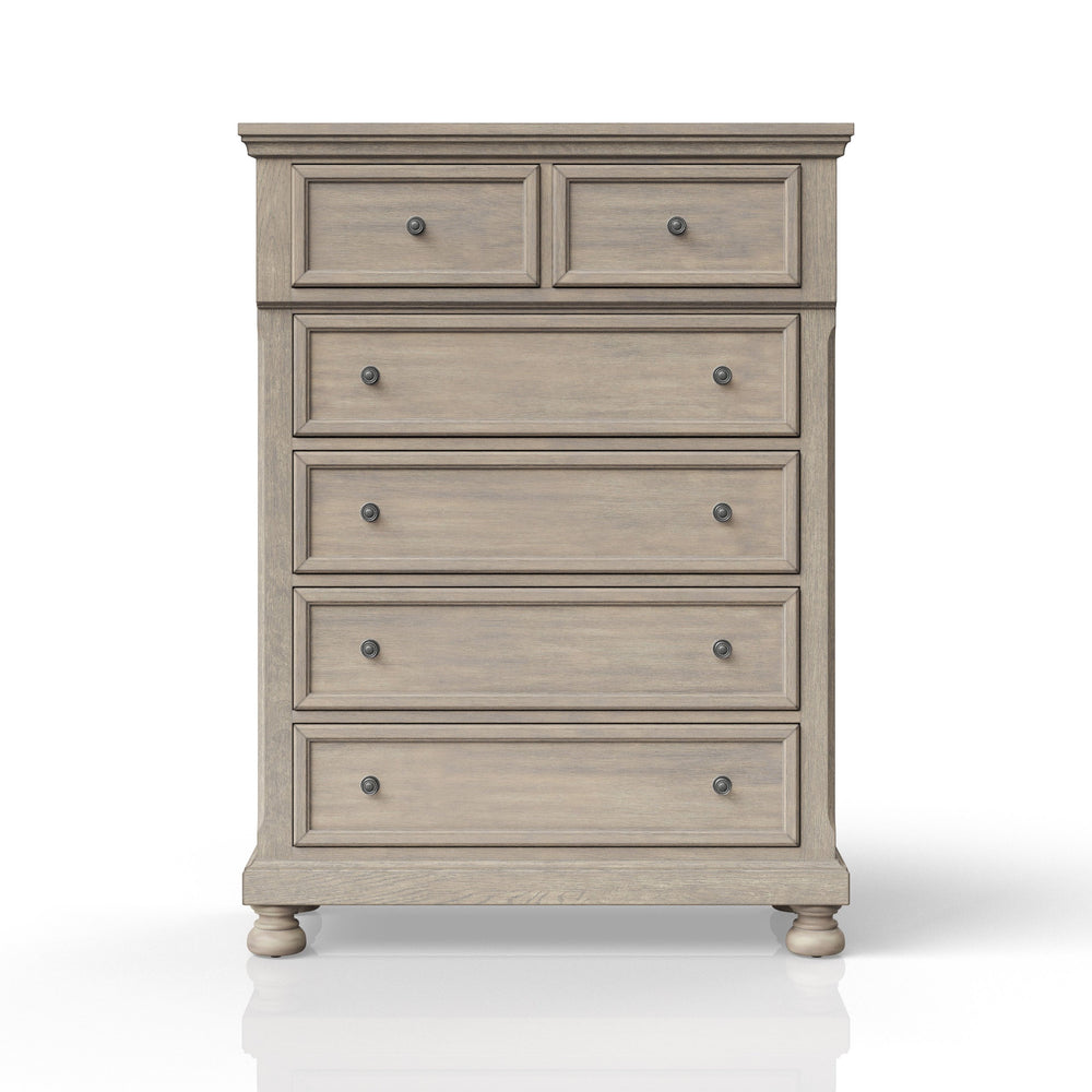 English Elm Antique Solid Wood Seven-Drawer Dresser with Cedar-Lined Bottom Drawers and Side-Mount Guides Antique Gray 41 L x 20.75 W x 51.5 H B2699P208275