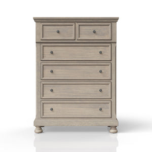 English Elm Antique Solid Wood Seven-Drawer Dresser with Cedar-Lined Bottom Drawers and Side-Mount Guides Antique Gray 41 L x 20.75 W x 51.5 H B2699P208275