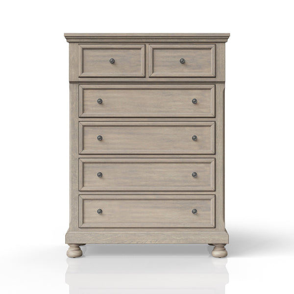 English Elm Antique Solid Wood Seven-Drawer Dresser with Cedar-Lined Bottom Drawers and Side-Mount Guides Antique Gray 41 L x 20.75 W x 51.5 H B2699P208275
