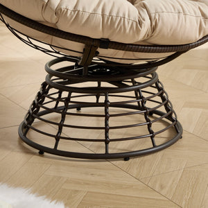 English Elm Comfortable Woven Pe Rattan Papasan Swivel Chair with Plush Cushion for Any Room W640P443549