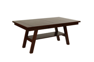 English Elm Dining Rectangle Table with Open Shelf Solid Rubberwood Finish 66" x 40" Contemporary Dining Room Centerpiece Walnut 70 L x 45 W x 7 H B011P192196