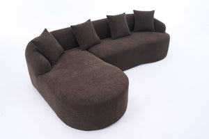 English Elm Compression Compression Sponge Sofa Curved Modular Sectional with 30D High-Density Chenille Sleeper for Cozy Apartment Living Room Comfort and Safe Rounded Design Brown W2231S00029