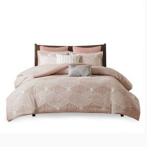 JLA Home INK+IVY - Cotton Jacquard Comforter Set with Reversible Two-Tone Blush, OEKO-TEX Soft Textured Farmhouse Chic 92 L x 88 W x 1.5H II10-1052