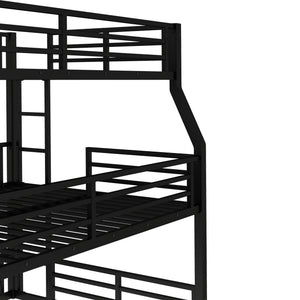 English Elm Full/Full Xl Over Queen Metal Triple Bunk Bed With Safety Guardrails – Heavy-Duty, Noise-Reducing Design W1580S00175