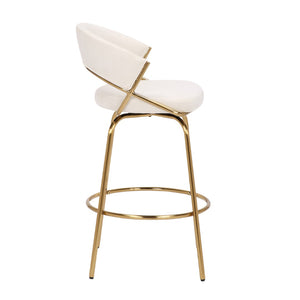 English Elm Jie Glam Velvet Counterstools with Gold Metal Frame for Kitchen Islands Set of 2 B202S00332