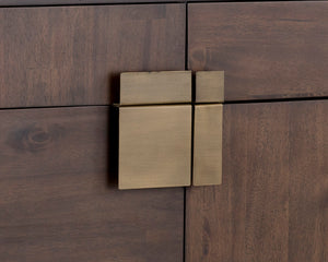 Sunpan Jade Sideboard - Exquisite Acacia Wood with Antique Brass Accents, Ample Storage for Dining Spaces