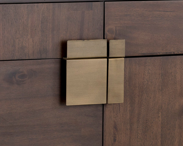 Sunpan Jade Sideboard - Exquisite Acacia Wood with Antique Brass Accents, Ample Storage for Dining Spaces