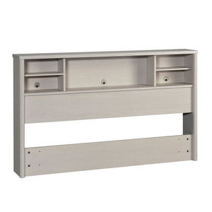 English Elm Full/Queen Bookcase Headboard White — Slim Engineered Wood, 2 Adjustable Shelves, Hidden Cord Access, Easy Assembly B356P402781