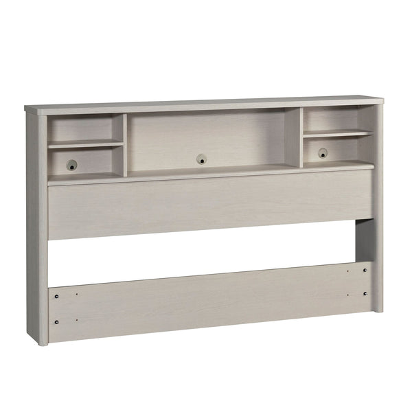 English Elm Full/Queen Bookcase Headboard White — Slim Engineered Wood, 2 Adjustable Shelves, Hidden Cord Access, Easy Assembly B356P402781