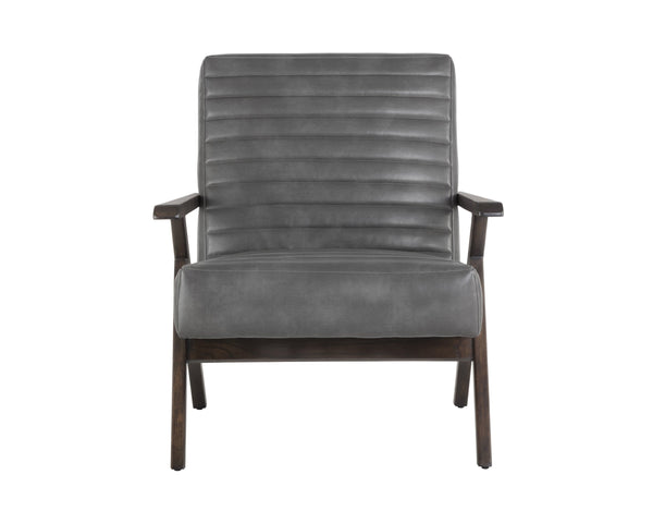 Sunpan Peyton Lounge Chair - Mid-Century Modern Design with Retro Flair and Distressed Brown Oak Frame Cantina Magnetite