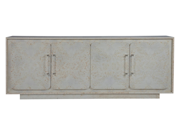 Lexington Artistica Home Baronet Media Console – Exquisite Mappa Burl Finish With Adjustable Shelves And Soft-close Doors Antiqued White Wood 2330-907