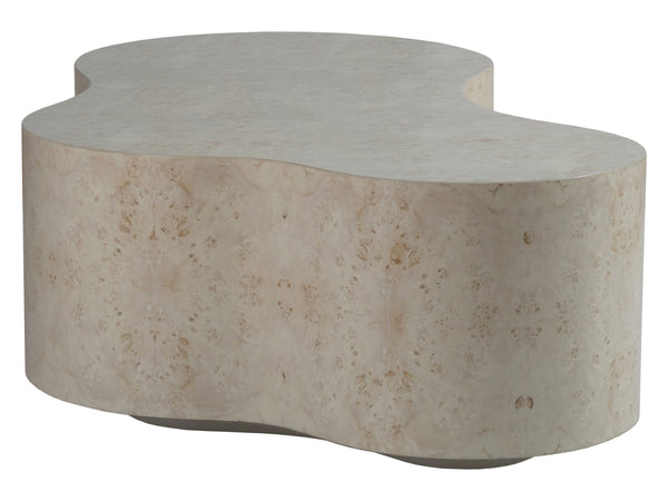 Lexington Artistica Home Baronet Modern Asymmetrical Cocktail Table - Unique Sun-kissed Mappa Burl Finish For Elegant Spaces Antiqued White Wood 2330-949