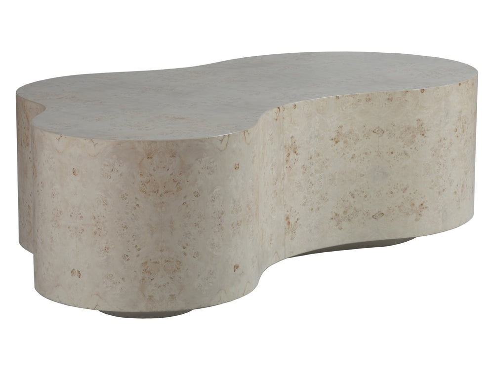 Lexington Artistica Home Baronet Modern Asymmetrical Cocktail Table - Unique Sun-kissed Mappa Burl Finish For Elegant Spaces Antiqued White Wood 2330-949