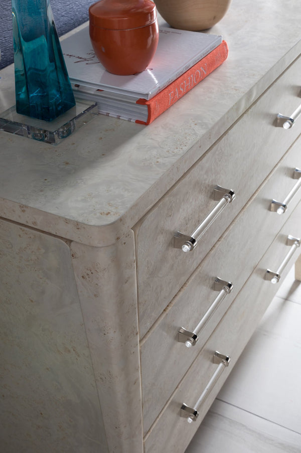 Lexington Artistica Home Baronet Hall Chest - Exquisite Mappa Burl Finish With Three Soft-close Drawers & Elegant Hardware Antiqued White Wood 2330-973