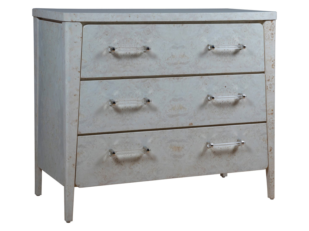 Lexington Artistica Home Baronet Hall Chest - Exquisite Mappa Burl Finish With Three Soft-close Drawers & Elegant Hardware Antiqued White Wood 2330-973