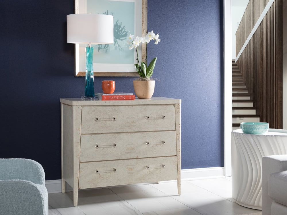 Lexington Artistica Home Baronet Hall Chest - Exquisite Mappa Burl Finish With Three Soft-close Drawers & Elegant Hardware Antiqued White Wood 2330-973