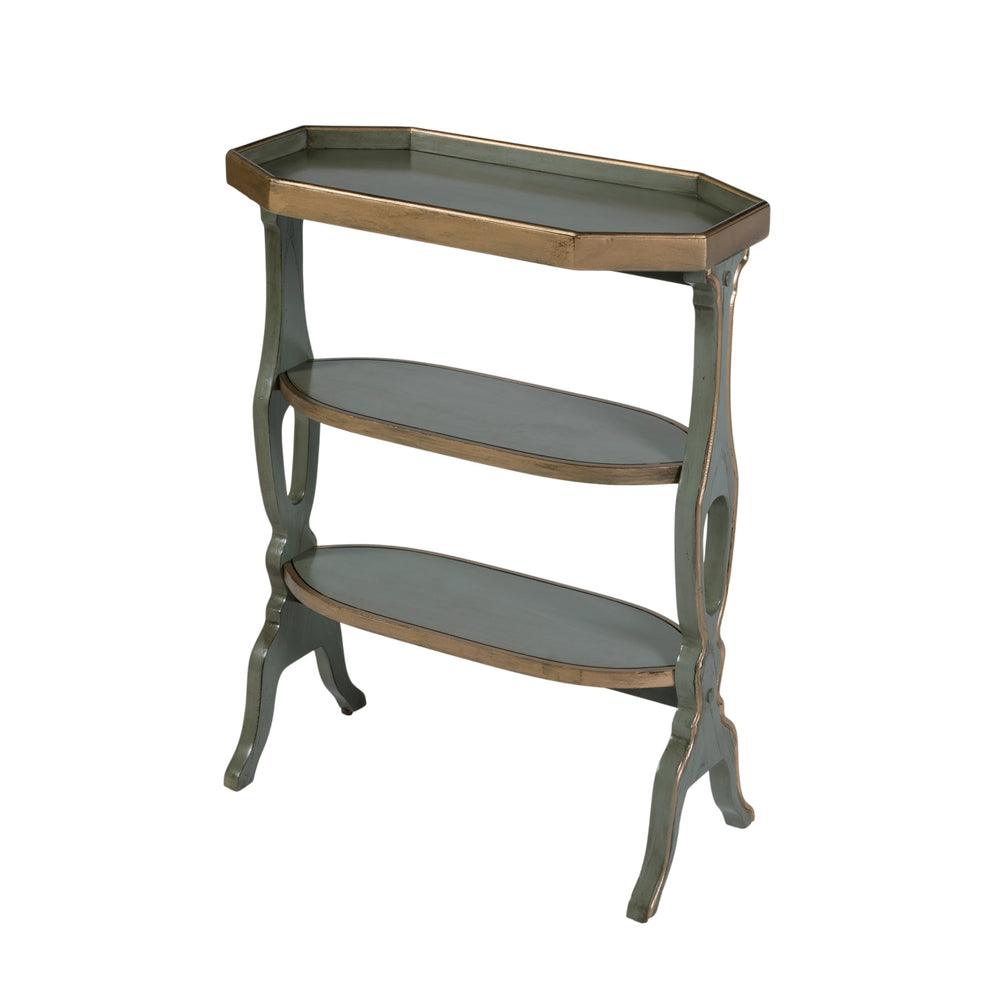 Butler Specialty Butler Hadley Octagonal 3-Tier Side Table in Pastel Sage Green — Durable Storage, Raised-Edge Top 2330482