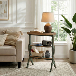 Butler Specialty Butler Hadley Octagonal 3-Tier Side Table in Pastel Sage Green — Durable Storage, Raised-Edge Top 2330482