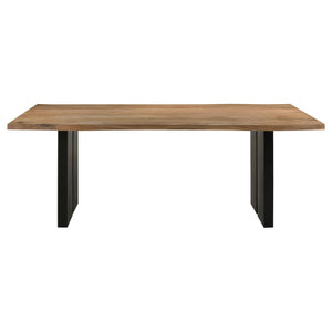 English Elm Montesano Natural Acacia Rectangular Dining Table with Black Panel Base, Sleek Woodgrain Contrast Finish B062P358313