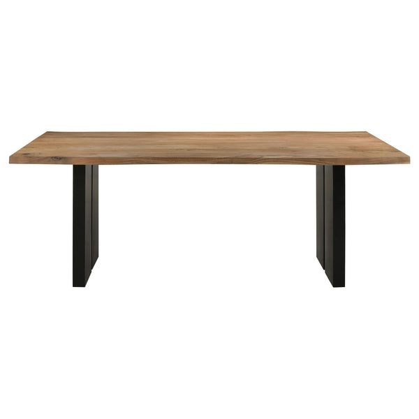 English Elm Montesano Natural Acacia Rectangular Dining Table with Black Panel Base, Sleek Woodgrain Contrast Finish B062P358313