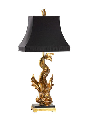 Wildwood Imperial Dragon Lamp Sculpture In Gold With Black Accents — 39" Statement Table Lamp For Entryway Decor 23308-2