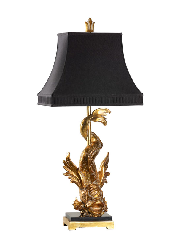 Wildwood Imperial Dragon Lamp Sculpture In Gold With Black Accents — 39" Statement Table Lamp For Entryway Decor 23308-2