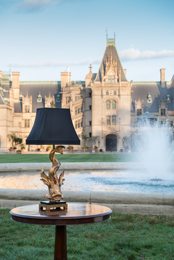 Wildwood Imperial Dragon Lamp Sculpture In Gold With Black Accents — 39" Statement Table Lamp For Entryway Decor 23308-2