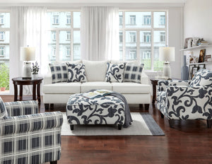 Fusion Truth Or Dare Navy Chair And A Half - Elegant, Reversible T-cushions & Durable Design For Comfort White Ws ,100% Polypropylene 2332 Truth Or Dare Salt Chair 1/2