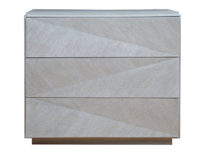 Lexington Artistica Home Ziggy Hall Chest - Modern Three-drawer Design In Quartered White Oak With Unique Zig-zag Faceted Finish Misty White Gray Wood 2331-973