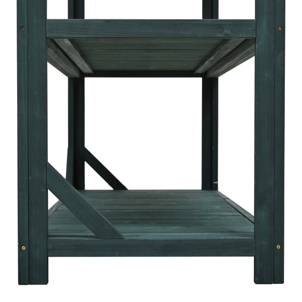 English Elm TOPMAX 65" Wooden Potting Bench with Splash Plate & Hook, 4 Storage Shelves, Fir Wood Patio Workstation N717P221495F