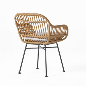 English Elm Rodney Polyethylene Rattan Accent Chair Set Woven Over Steel Frame for Modern Living 65036.00LBRN
