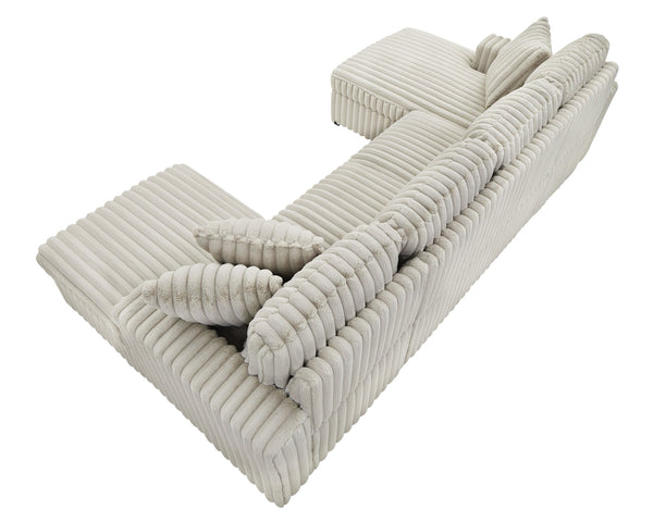 English Elm U U Shaped Sleeper Sofa with Pull-Out Bed and Hidden Chaise Storage, Plush Corduroy Comfort khaki W1417S00078