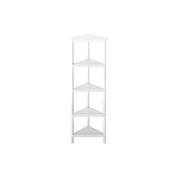 English Elm 4-shelf Tall Corner Bookcase Open Display Unit Walnut Wood for Living Room White B2751P436408
