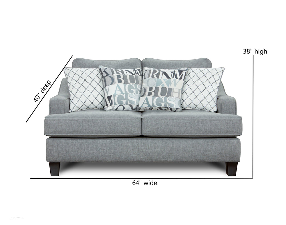 Fusion Macarena Loveseat In Gray - Stylish Transitional Design With Reversible Cushions & Accent Pillows Gray W ,100% Polypropylene 2331 Macarena Cadet