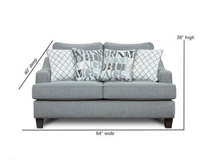 Fusion Macarena Loveseat In Gray - Stylish Transitional Design With Reversible Cushions & Accent Pillows Gray W ,100% Polypropylene 2331 Macarena Cadet
