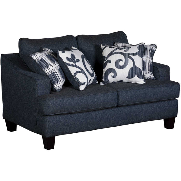 Fusion Truth Or Dare Navy Loveseat - Stylish Blue Sofa With Reversible Cushions And Elegant Accent Pillows Blue Ws,100% Polypropylene 2331 Truth Or Dare Navy Loveseat