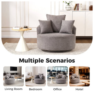 English Elm 360° Swivel Chair upholstered barrel accent chair with plush high-resilience foam and pillows for comfort Gray W2231P261425