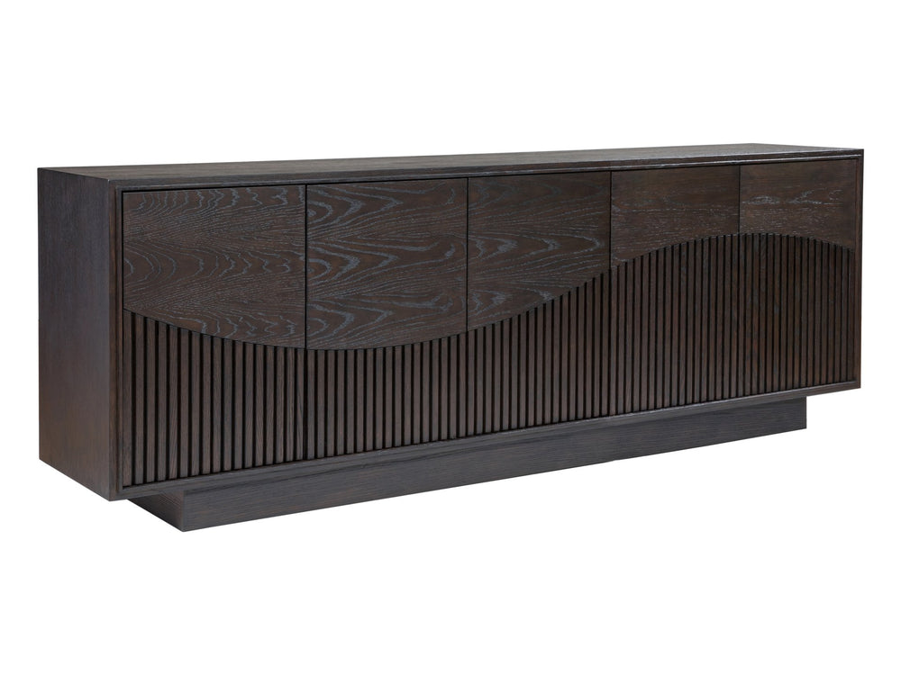 Lexington Artistica Home Nightfall Media Console - Elegant Modern Design With Unique Mixed Media, Mocha Finish & Adjustable Shelves Mocha Wood 2332-907