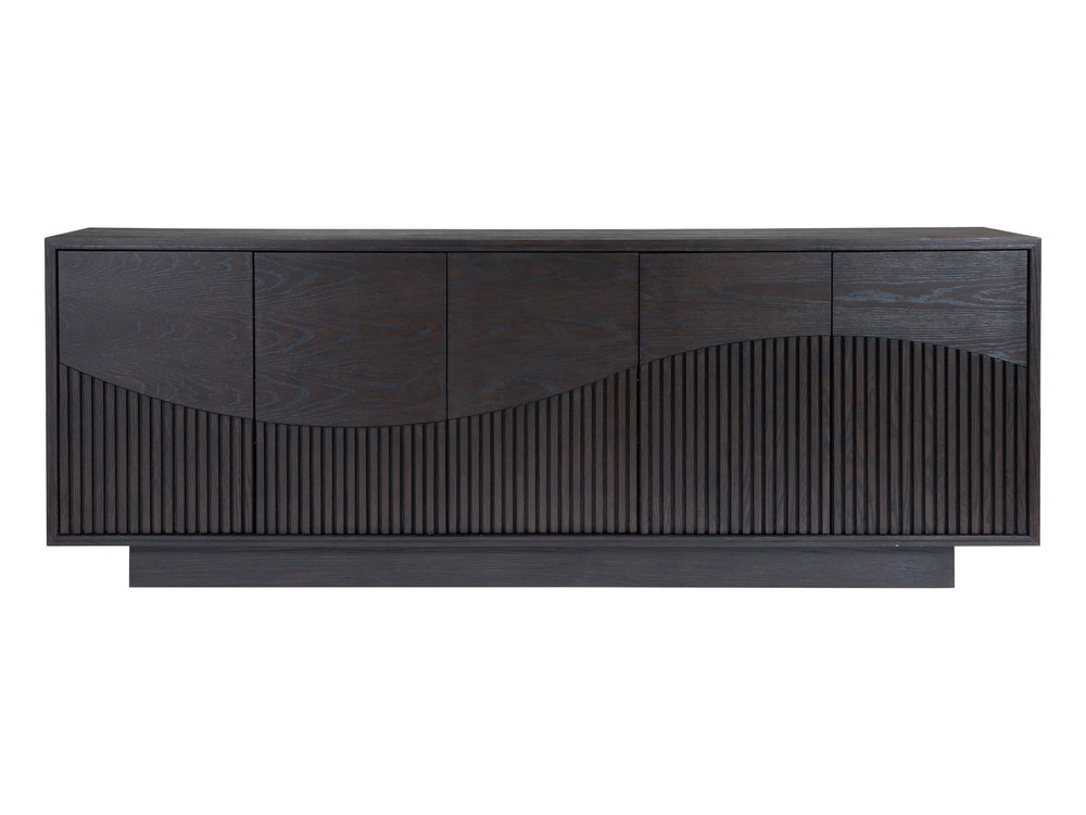 Lexington Artistica Home Nightfall Media Console - Elegant Modern Design With Unique Mixed Media, Mocha Finish & Adjustable Shelves Mocha Wood 2332-907