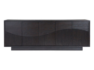 Lexington Artistica Home Nightfall Media Console - Elegant Modern Design With Unique Mixed Media, Mocha Finish & Adjustable Shelves Mocha Wood 2332-907