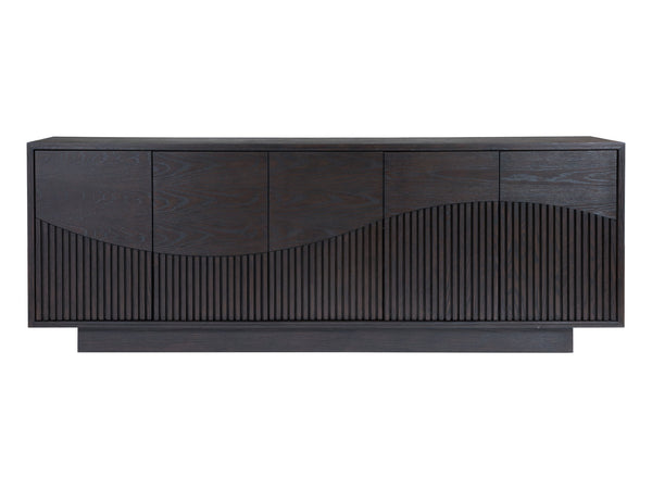Lexington Artistica Home Nightfall Media Console - Elegant Modern Design With Unique Mixed Media, Mocha Finish & Adjustable Shelves Mocha Wood 2332-907