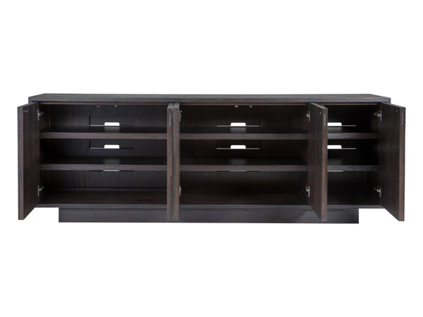 Lexington Artistica Home Nightfall Media Console - Elegant Modern Design With Unique Mixed Media, Mocha Finish & Adjustable Shelves Mocha Wood 2332-907
