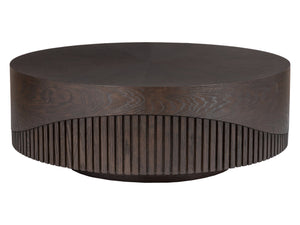 Lexington Artistica Home Nightfall Round Cocktail Table - Stunning Modern Design With Unique Fluted Oak And Rich Mocha Finish Mocha Wood 2332-943