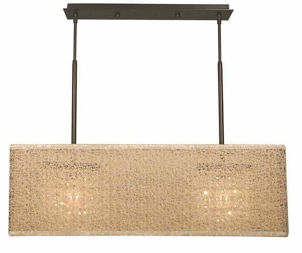 Framburg 2-light Elegant Island Chandelier With Crystal Accents And Diaphanous Fabric For Stunning Lighting Mahogany Bronze With Champagne Mesh Shade Metal 2332 Mb/Cm